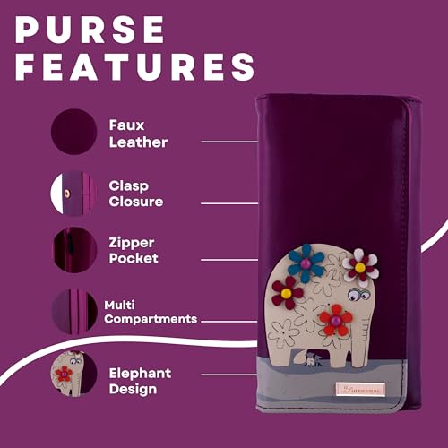 Kukubird Large Purse Elephant And Mouse Purse - Purple - Kukubird-UK