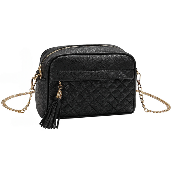 Diamond Stitch Tassel Crossbody Bag