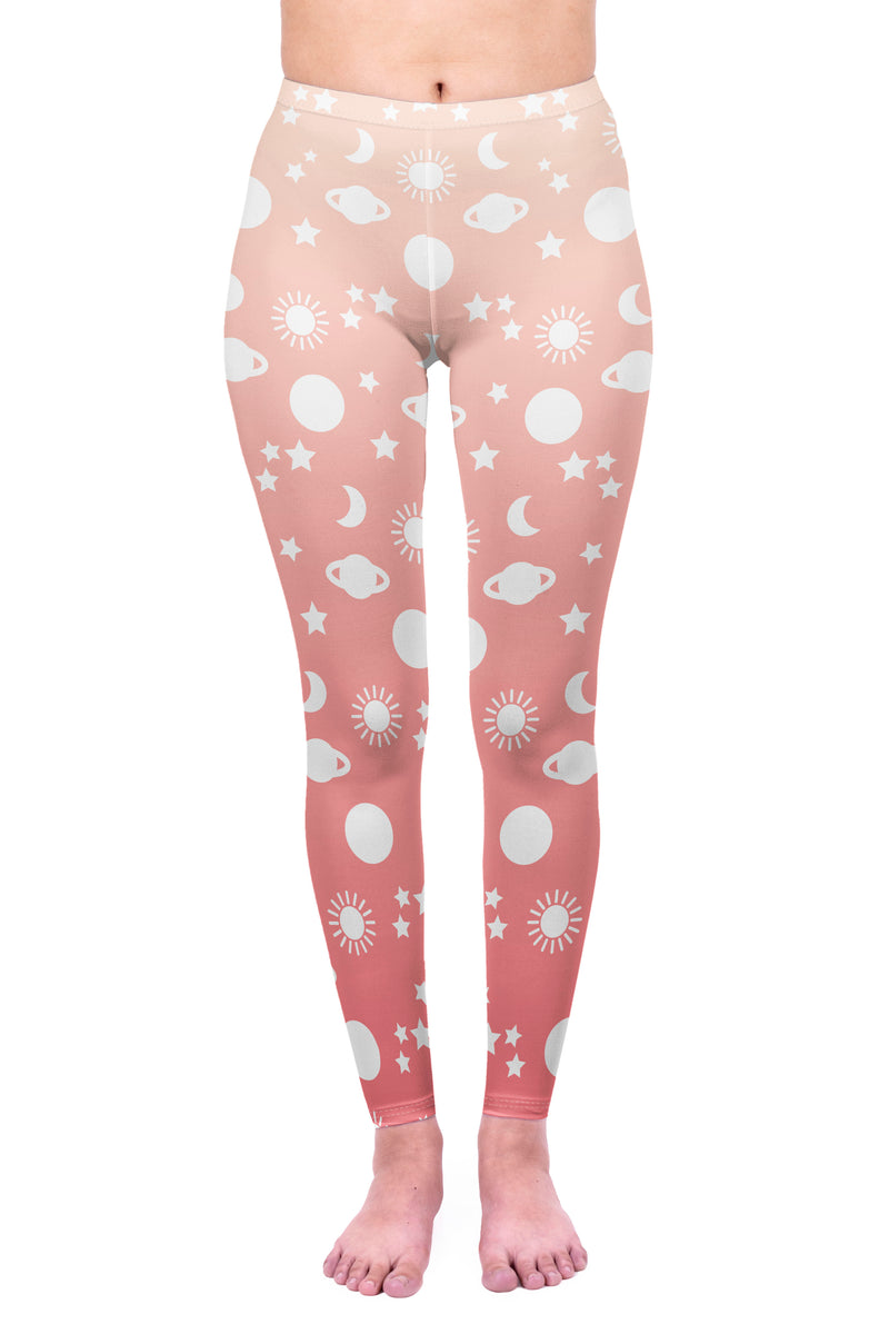 Regular Leggings (8-12 UK Size) - Cute Pink Planets