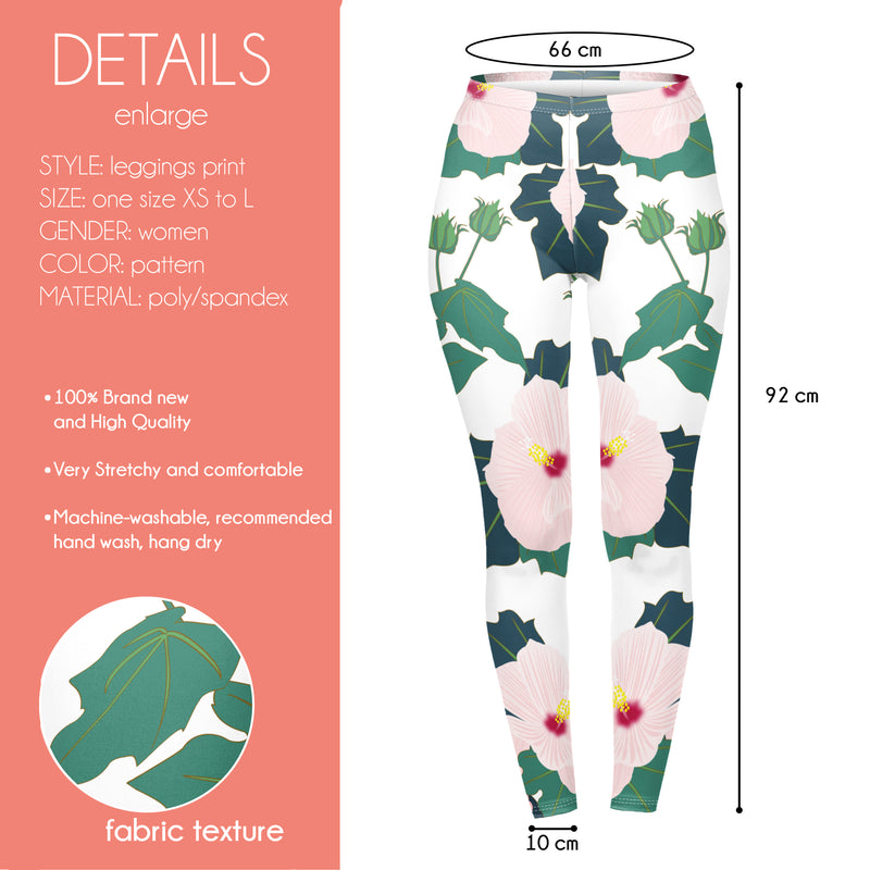 Regular Leggings (8-12 UK Size) - Sweet Hibiscus - Kukubird-UK