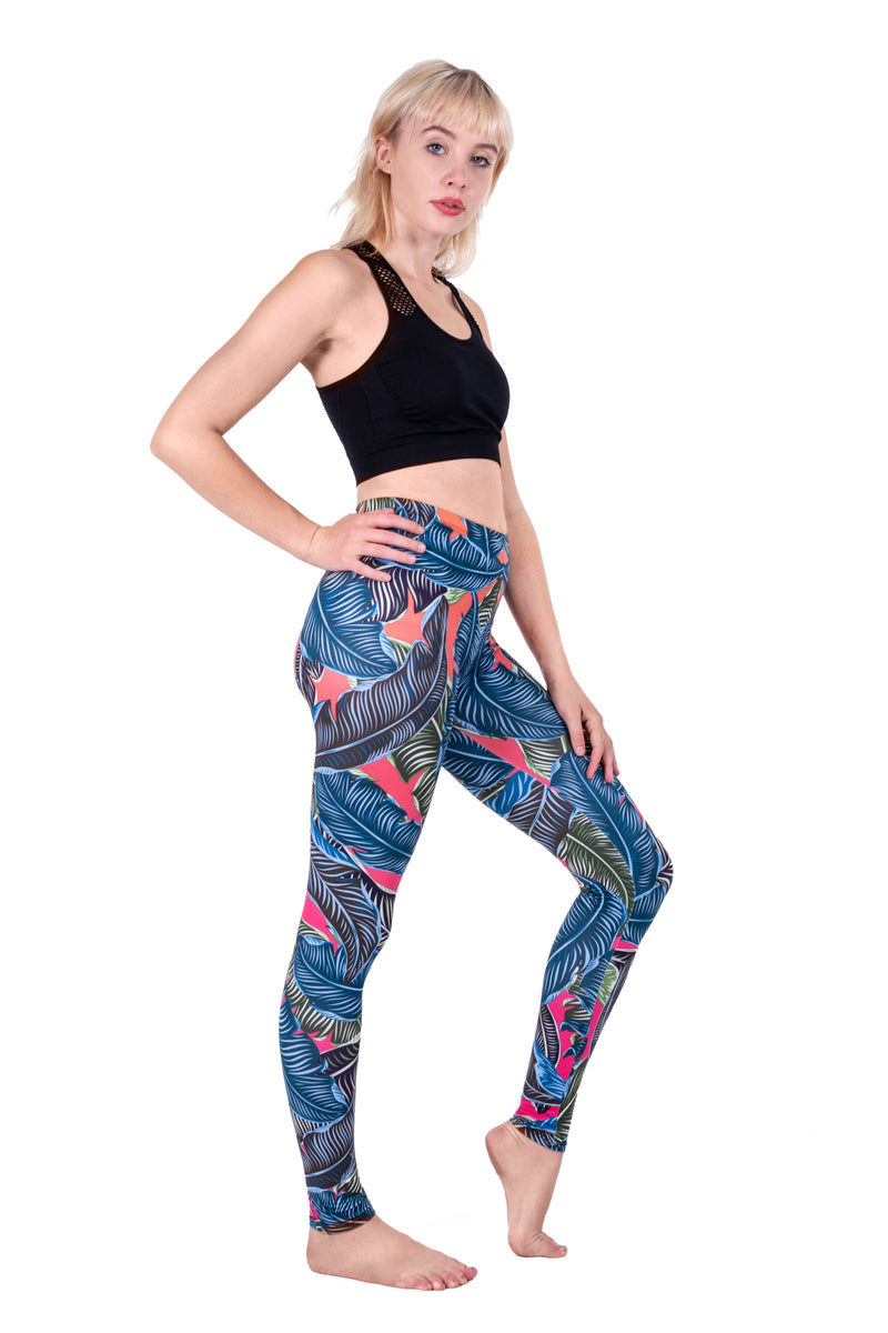 Regular Leggings (8-12 UK Size) - Neon Leaves