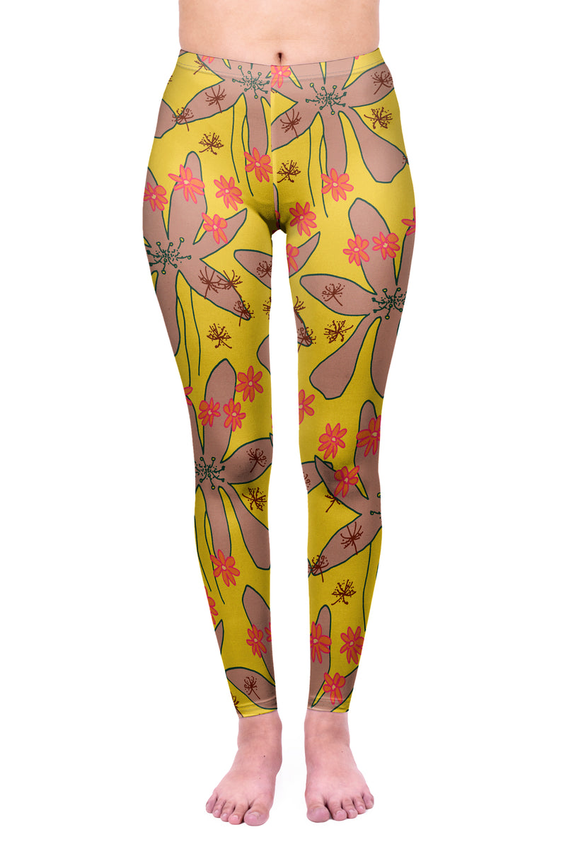 Regular Leggings (8-12 UK Size) - Florals Large Flowers