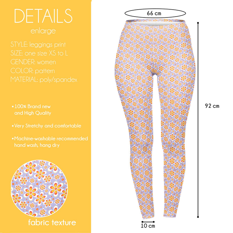 Regular Leggings (8-12 UK Size) - Lilac Daisies