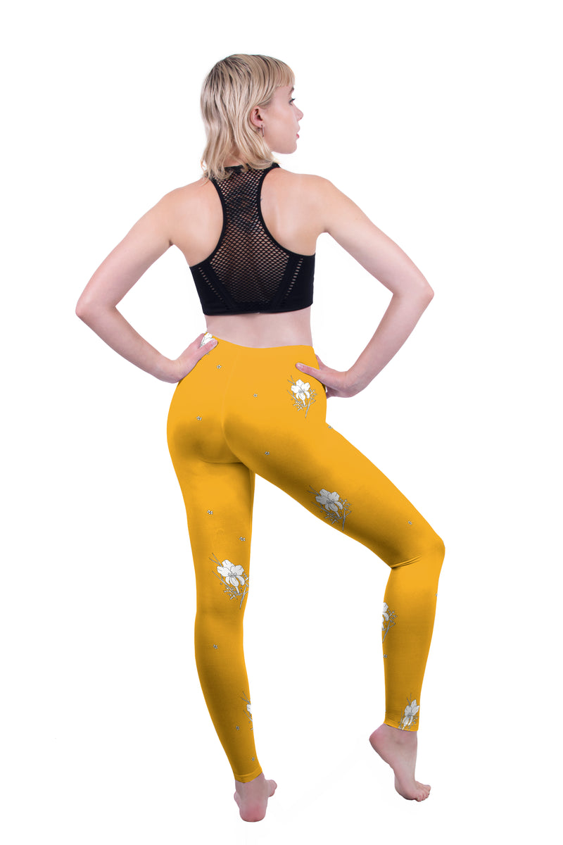 Regular Leggings (8-12 UK Size) - Mustard Iris