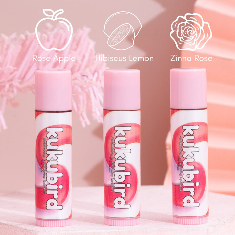 kukubird 3 Colors Set Moisturising & Hydrating Lip Balm Tinted