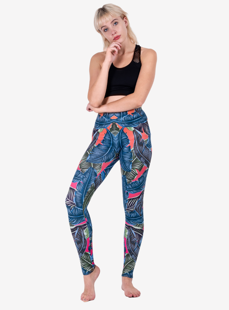 Regular Leggings (8-12 UK Size) - Neon Leaves