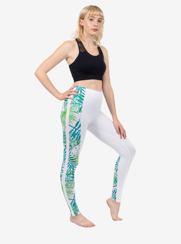 Regular Leggings (8-12 UK Size) - Watercolor Palms Stripes