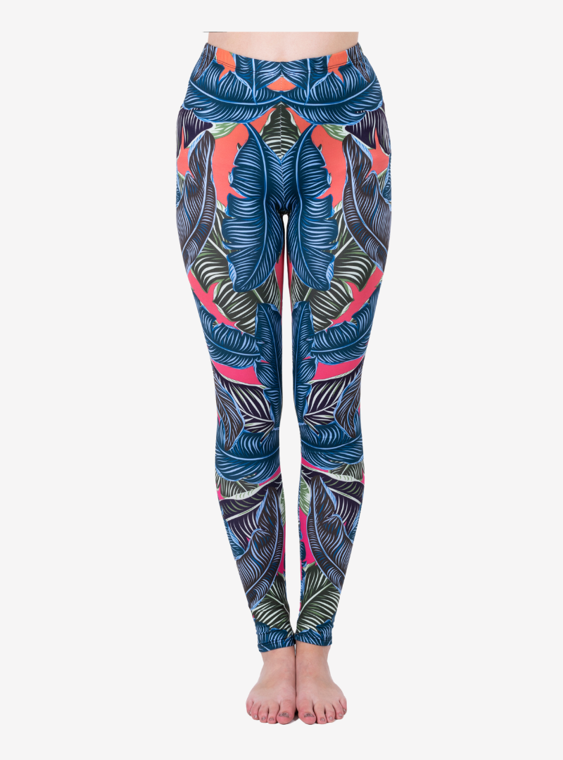 Regular Leggings (8-12 UK Size) - Neon Leaves