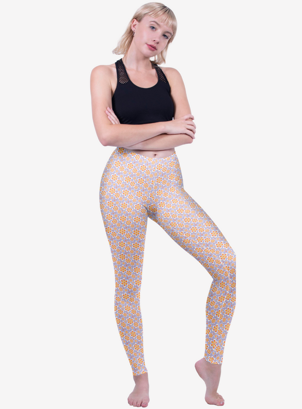 Regular Leggings (8-12 UK Size) - Lilac Daisies