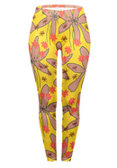 Regular Leggings (8-12 UK Size) - Florals Large Flowers - Kukubird-UK