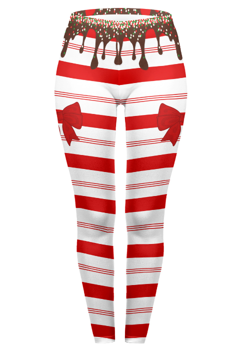 Regular Leggings (8-14 UK Size) - Sweet Candy Cane