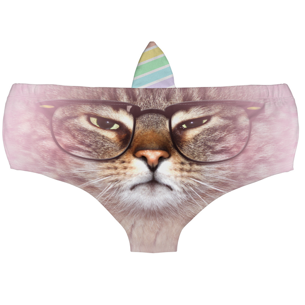 Horn Pantie - Grumpy Glasses Caticorn (6-10 UK Size) - Kukubird-UK