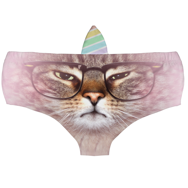 Horn Pantie - Grumpy Glasses Caticorn (6-10 UK Size) - Kukubird-UK