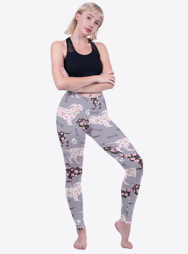 Regular Leggings (8-12 UK Size) - Flowery Dachshunds - Kukubird-UK