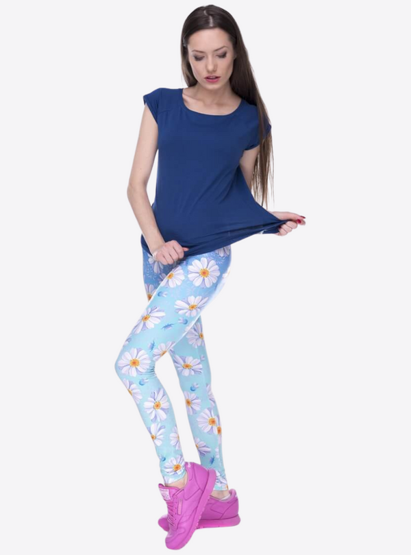 Regular Leggings (8-12 UK Size) - Daisy Blue Ombre - Kukubird-UK