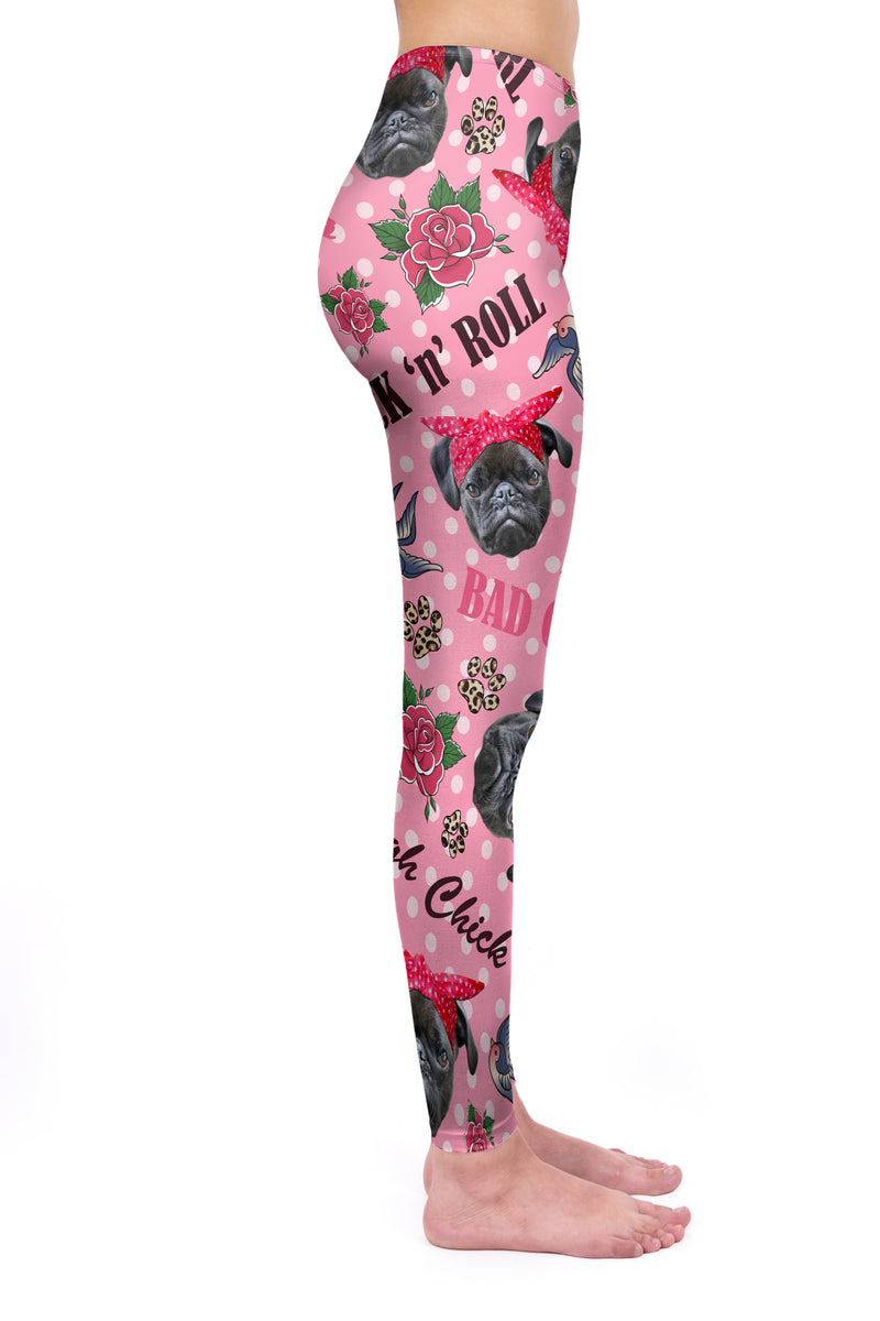 Regular Leggings (8-12 UK Size) - Rockabilly Pug - Kukubird-UK