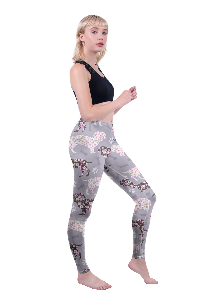 Regular Leggings (8-12 UK Size) - Flowery Dachshunds - Kukubird-UK