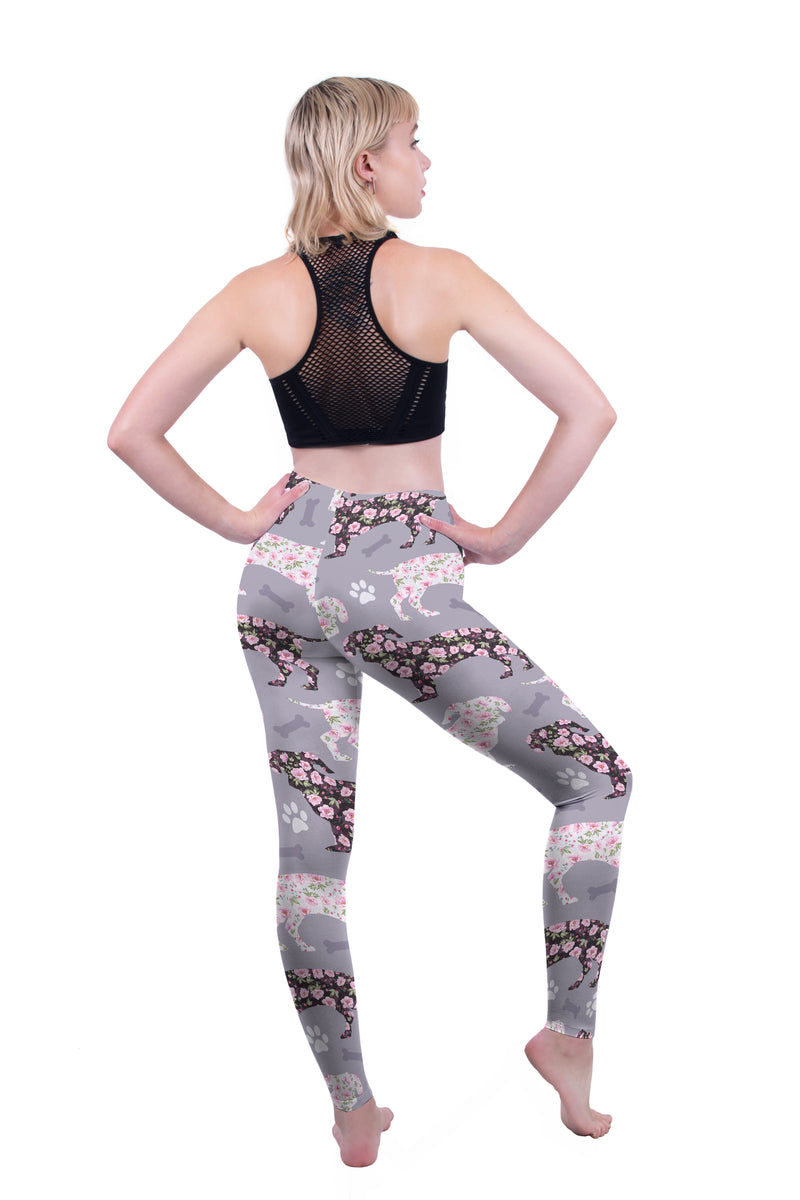 Regular Leggings (8-12 UK Size) - Flowery Dachshunds - Kukubird-UK