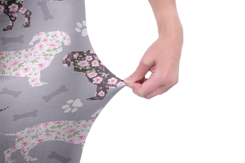 Regular Leggings (8-12 UK Size) - Flowery Dachshunds - Kukubird-UK