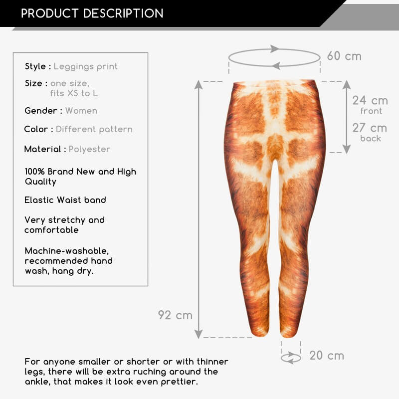 Regular Leggings (8-12 UK Size) - Giraffe Fur - Kukubird-UK