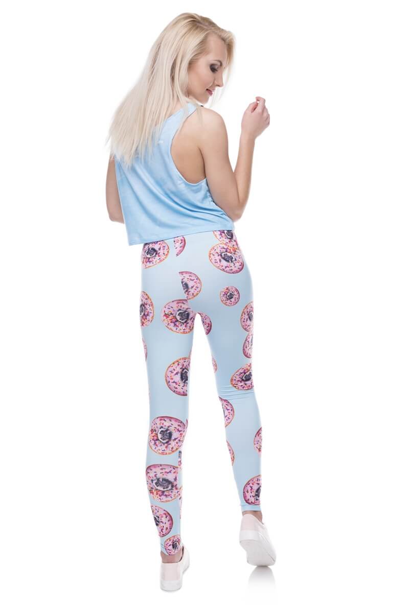 Regular Leggings (8-12 UK Size) - Donuts With Pugs Blue - Kukubird_UK