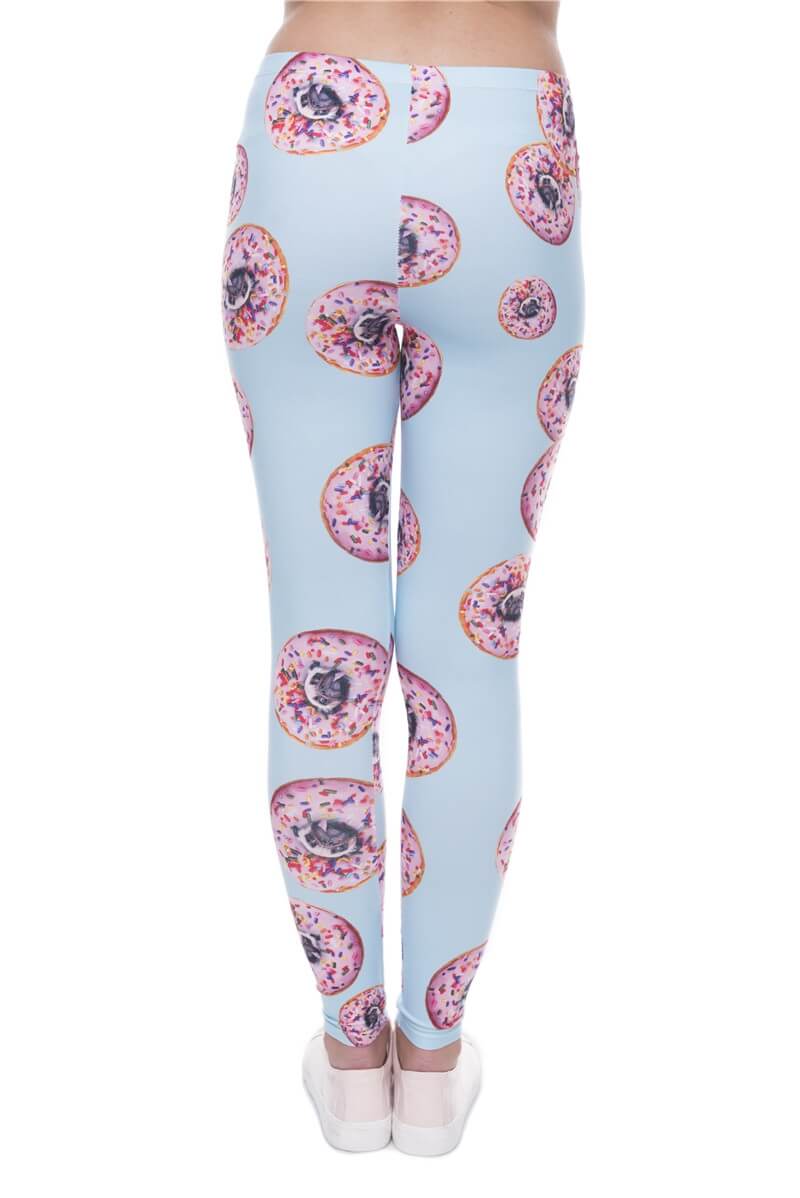 Regular Leggings (8-12 UK Size) - Donuts With Pugs Blue - Kukubird_UK