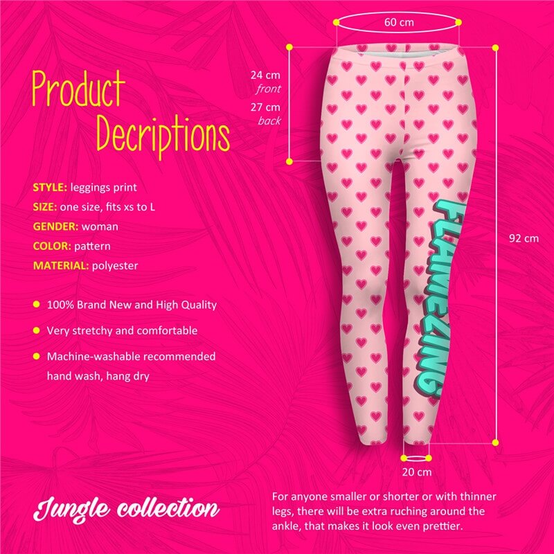 Regular Leggings (8-12 UK Size) - Flamezing Hearts - Kukubird_UK