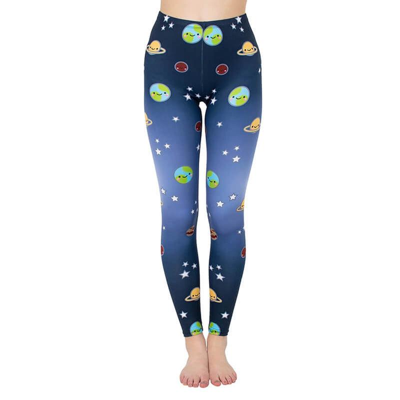 Regular Leggings (8-12 UK Size) - Cute Planet - Kukubird-UK