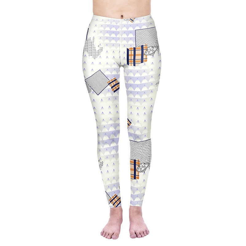 Regular Leggings (8-12 UK Size) - Geometric Space Friends - Kukubird_UK