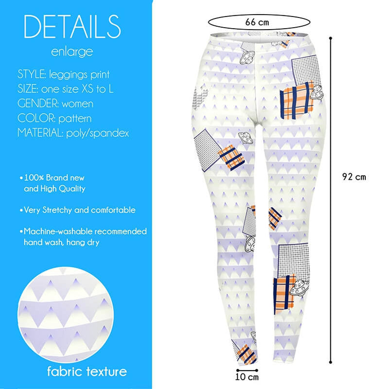 Regular Leggings (8-12 UK Size) - Geometric Space Friends - Kukubird_UK