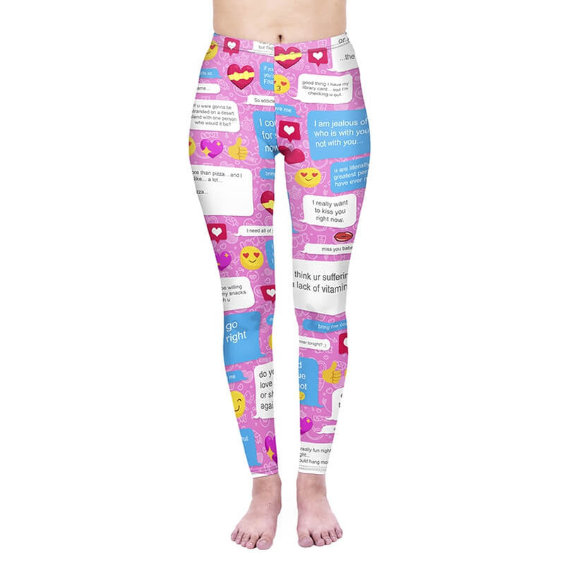 Regular Leggings (8-12 UK Size) - Flirty Messenger - Kukubird_UK