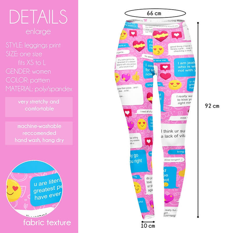 Regular Leggings (8-12 UK Size) - Flirty Messenger - Kukubird_UK