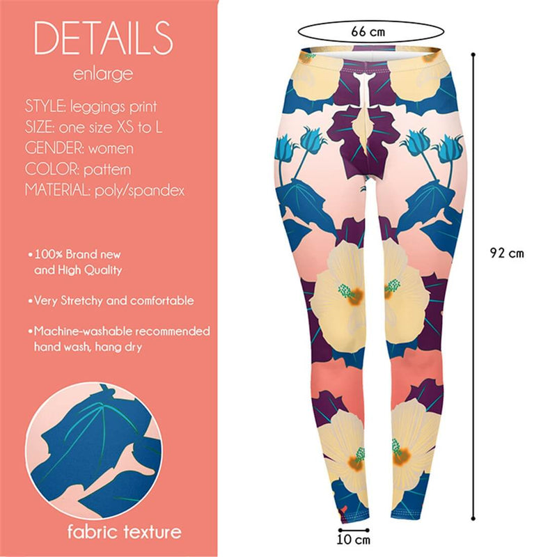 Regular Leggings (8-12 UK Size) - Gothic Hibiscus - Kukubird-UK