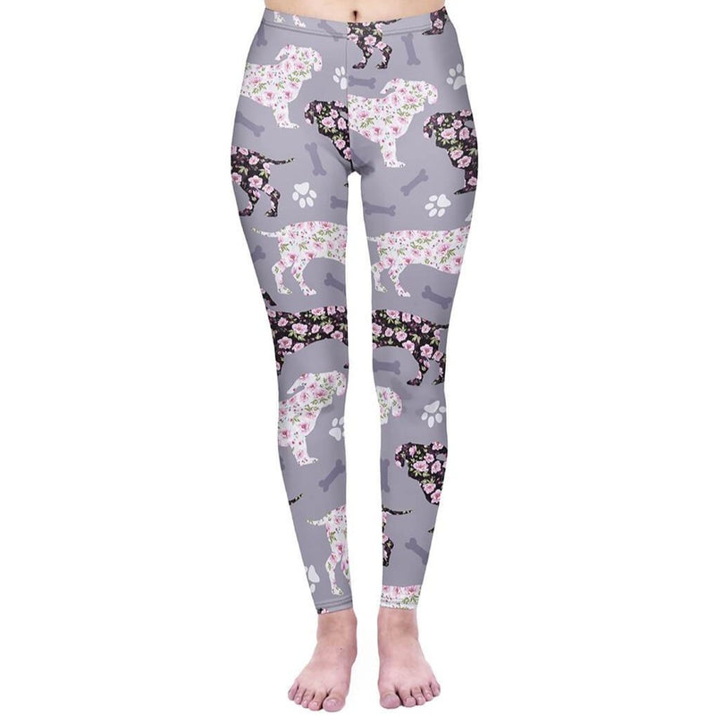 Regular Leggings (8-12 UK Size) - Flowery Dachshunds - Kukubird-UK