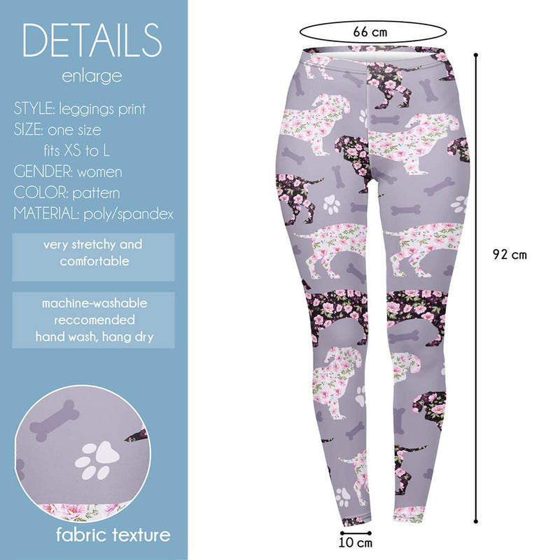 Regular Leggings (8-12 UK Size) - Flowery Dachshunds - Kukubird-UK