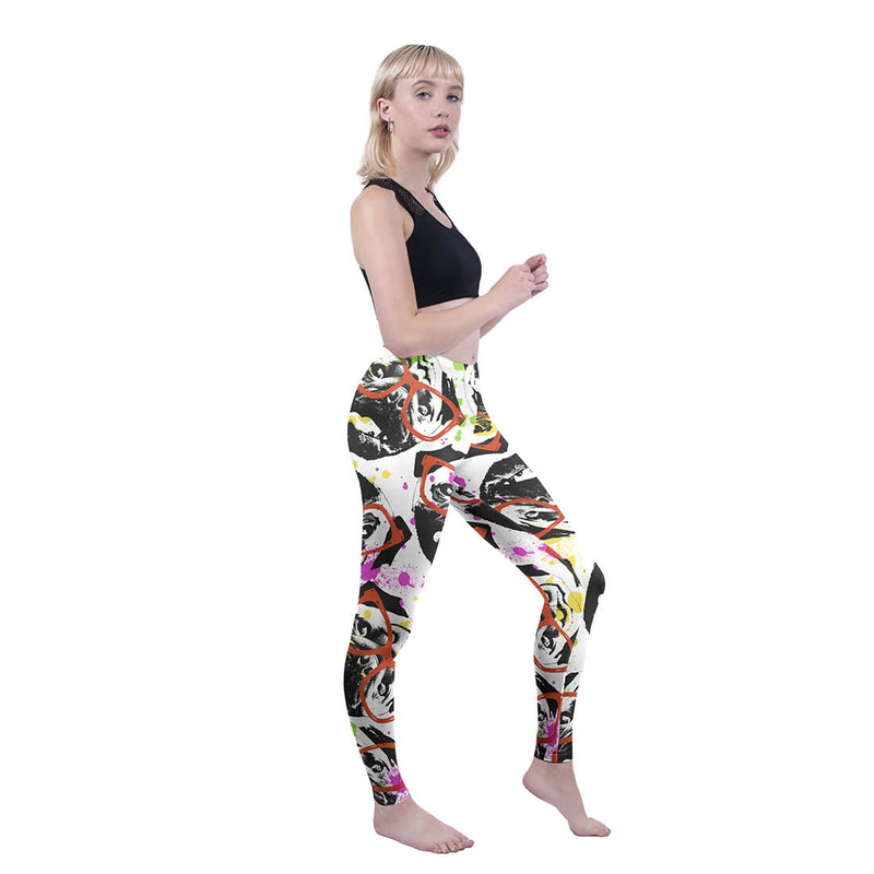 Regular Leggings (8-12 UK Size) - Graffiti Glasses Pug - Kukubird_UK