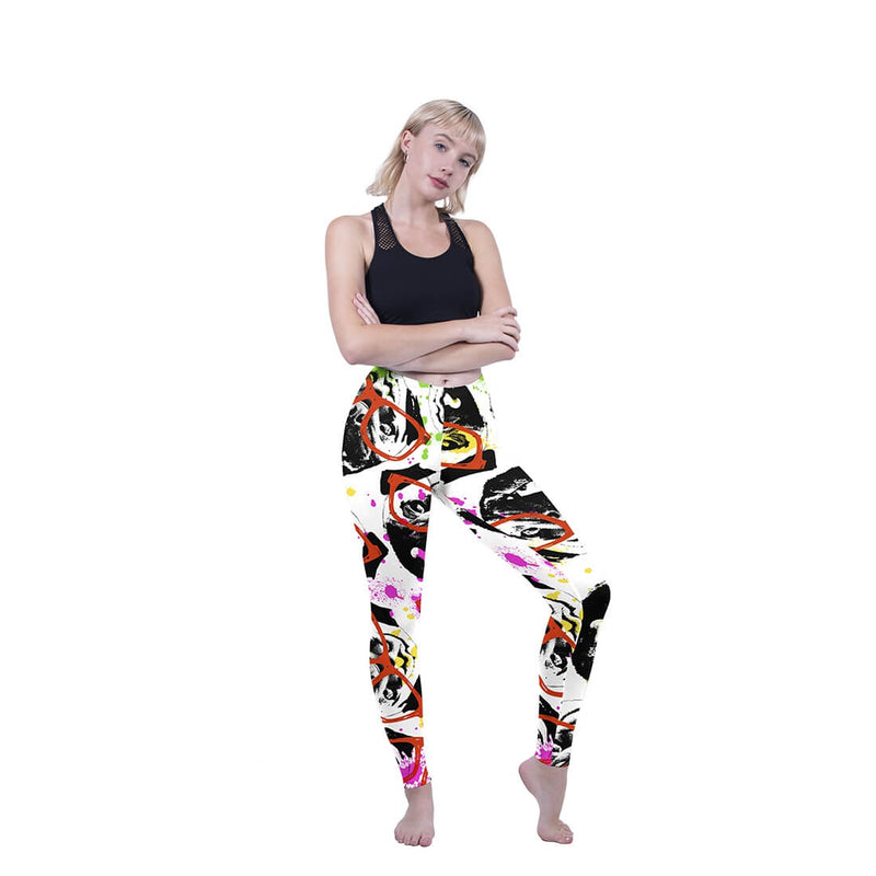 Regular Leggings (8-12 UK Size) - Graffiti Glasses Pug - Kukubird_UK