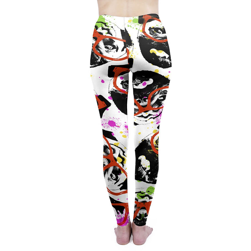 Regular Leggings (8-12 UK Size) - Graffiti Glasses Pug - Kukubird_UK