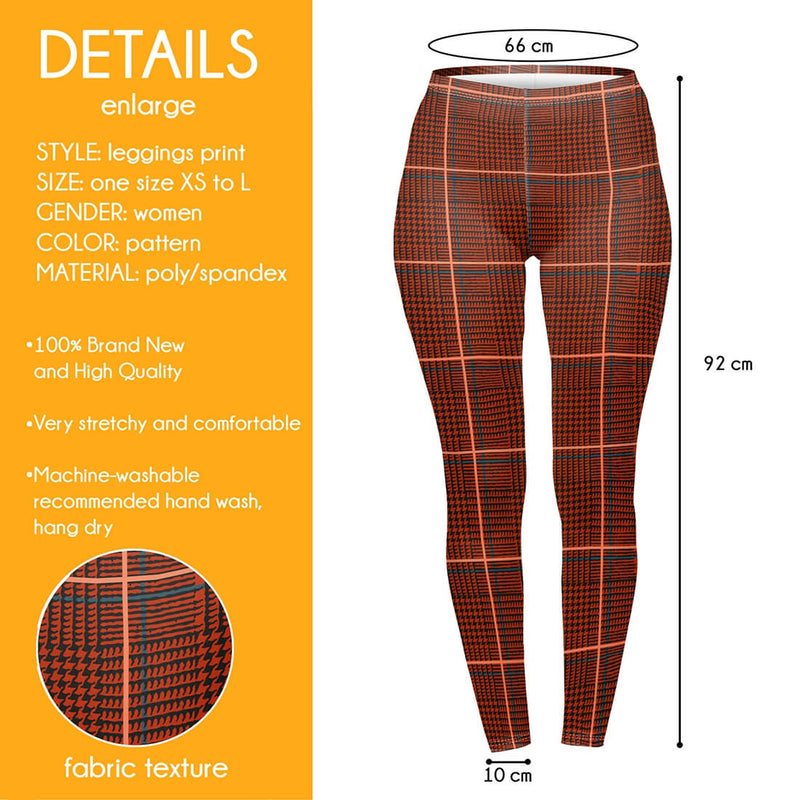 Regular Leggings (8-12 UK Size) - Burnt Tartan - Kukubird-UK