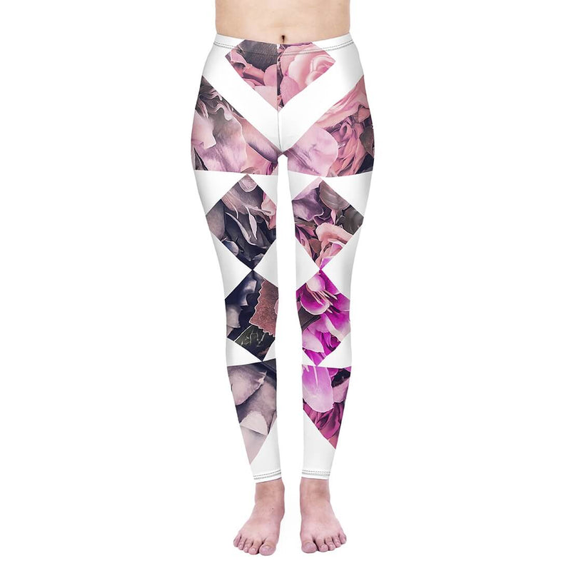 Regular Leggings (8-12 UK Size) - Diamond Floral - Kukubird-UK