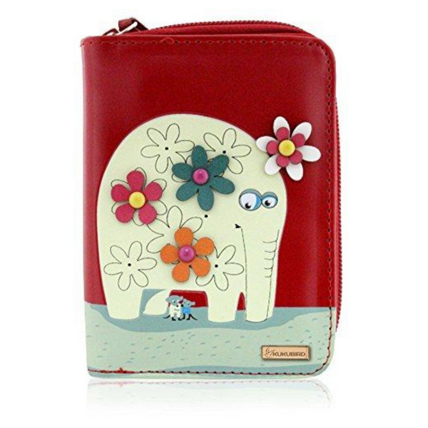 Kukubird Medium Purse Elephant And Mouse Purse - Red - Kukubird-UK