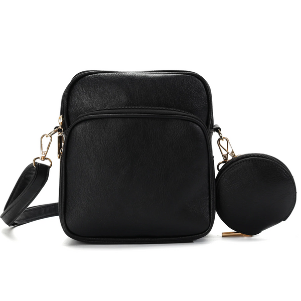 Double Zipper with Coin Purse Crossbody Bag