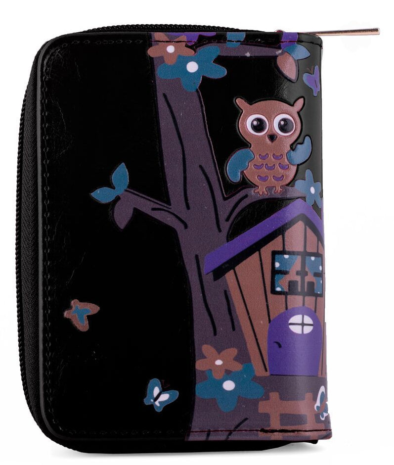 Kukubird Medium Purse Owl's in Tree - Black - Kukubird_UK