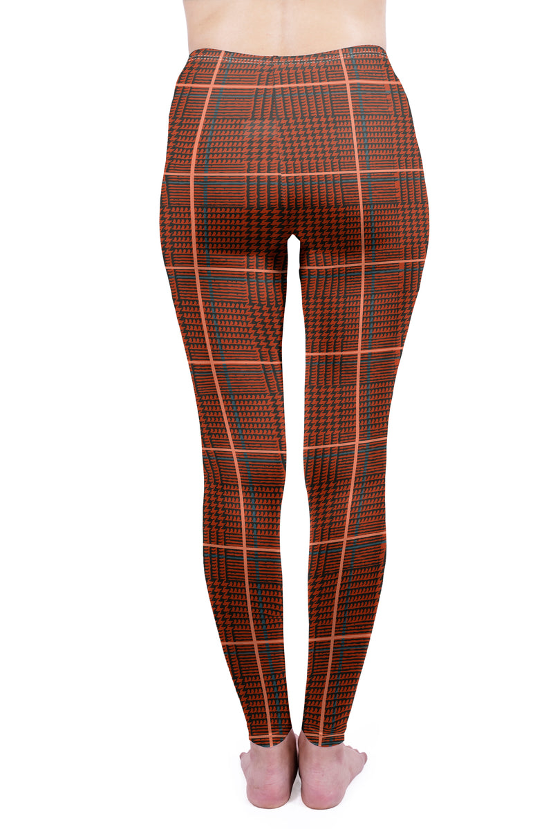 Regular Leggings (8-12 UK Size) - Burnt Tartan - Kukubird-UK