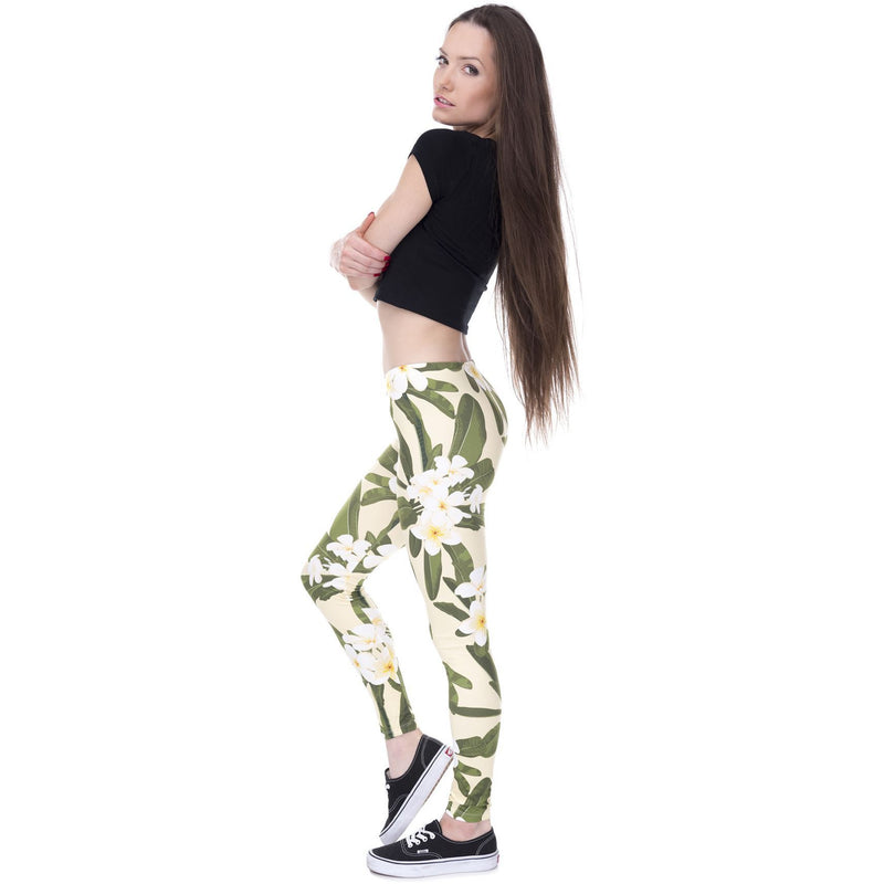 Regular Leggings (8-12 UK Size) - Hawaii Flowers Yellow - Kukubird_UK