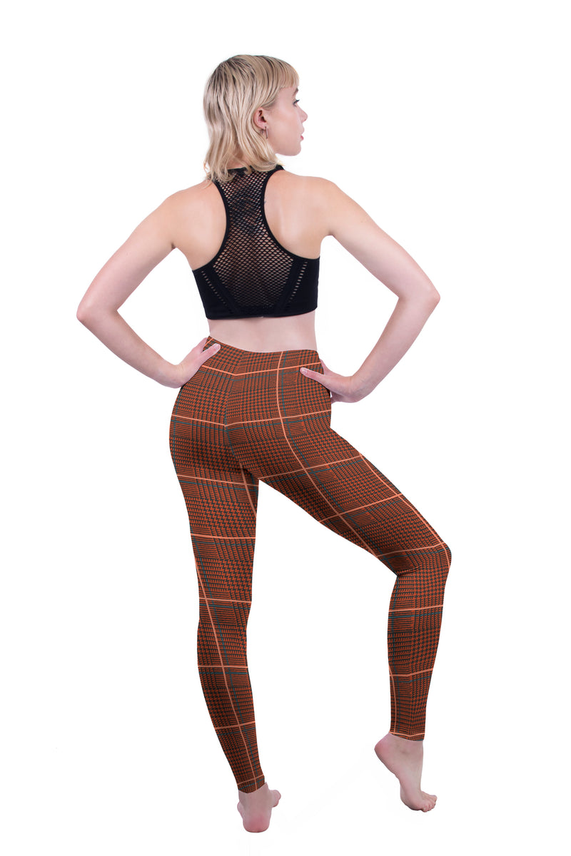 Regular Leggings (8-12 UK Size) - Burnt Tartan - Kukubird-UK