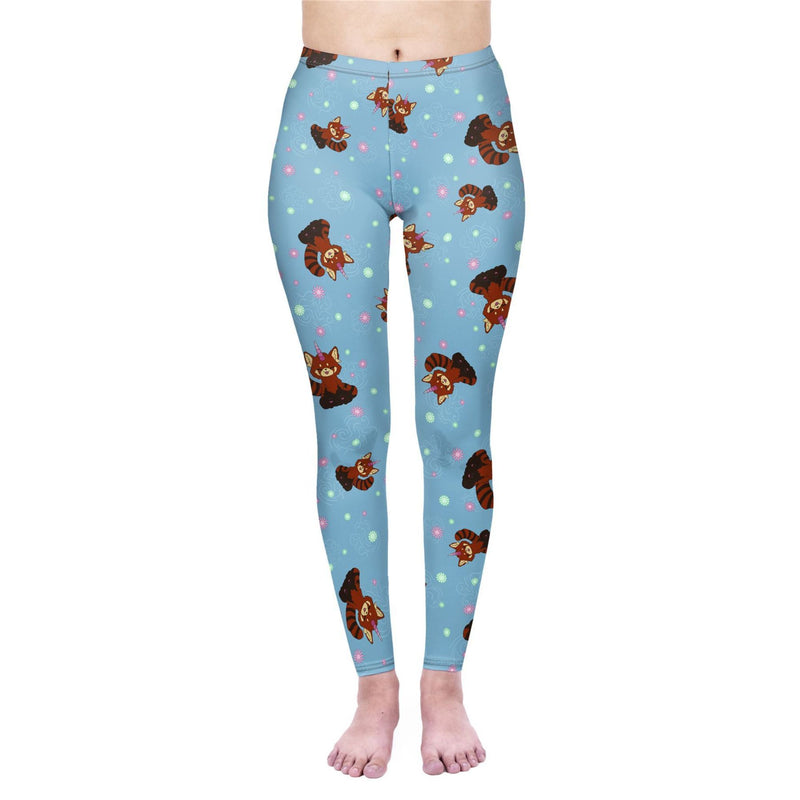 Regular Leggings (8-12 UK Size) - Red Pandacorn - Kukubird_UK