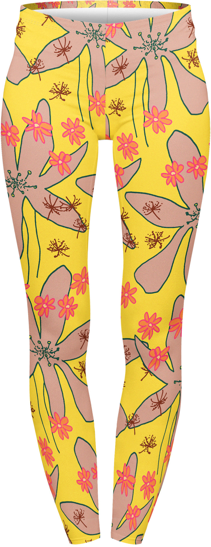 Regular Leggings (8-12 UK Size) - Florals Large Flowers