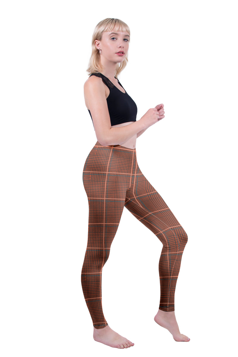 Regular Leggings (8-12 UK Size) - Burnt Tartan - Kukubird-UK