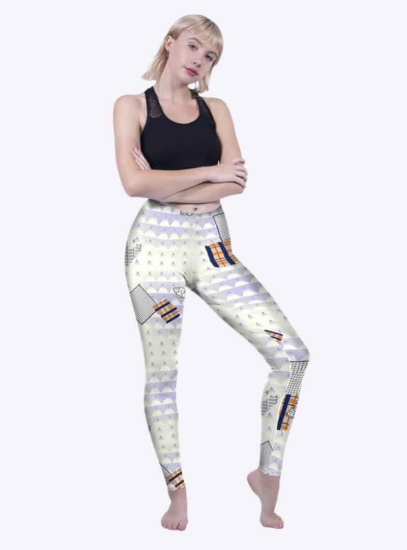 Regular Leggings (8-12 UK Size) - Geometric Space Friends - Kukubird-UK